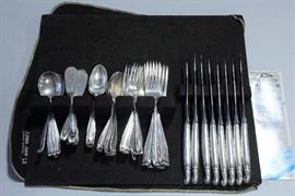 Wallace Sterling Silver Flatware Set, 39 Pieces, 8 Forks, 8 Salad Forks, 12 Tea Spoons, 5 Soup Spoons, 6 Spreader Knives