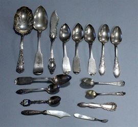 Assorted Sterling Silver Flatware, Qty 16, Including Souvenir Spoons