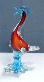 J.I. Co/Murano Venetian Italian Art Glass Bird Statuette, 12.5"H
