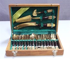 Samran Thailand Co Brass Dessert Set in Wood Case