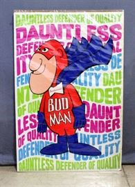 Budweiser Anheuser-Busch Bud Man "Dauntless Defnder of Quality" Poster, 32"W x 50"H