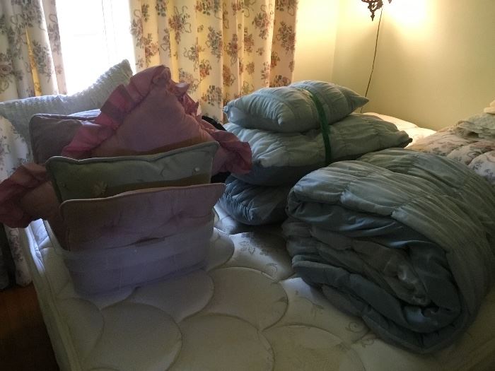 Bedroom pillows, comforters, bedding