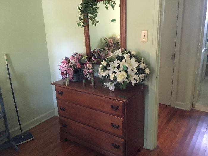 Vintage dresser & greenery and flowers