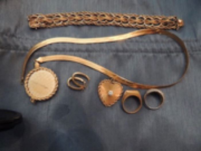 gold bracelets,  earrings,  necklaces