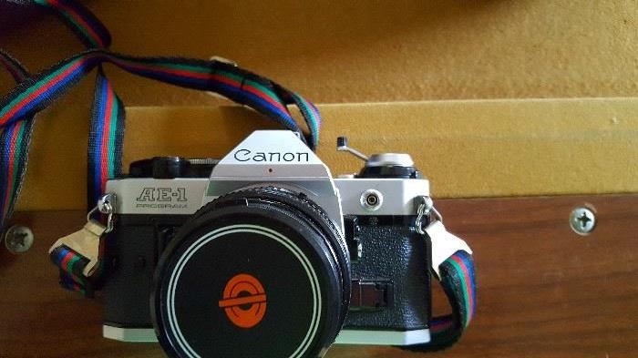 Canon AE-1 camera with lens