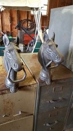 Two horse head for hitching post.