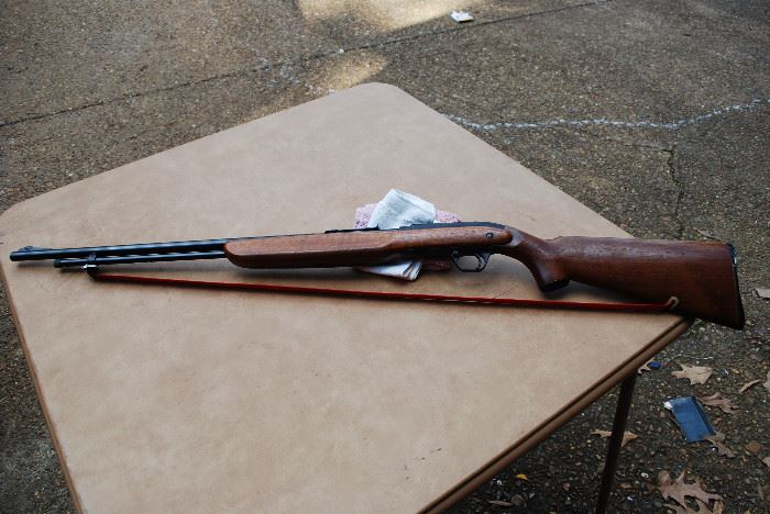 J.C. Higgins Model 31 Semi-Auto .22 Rifle w/ Butt Stock Encased Sling. Fires .22 Shorts, Longs & Long Rifle Cartridges. 