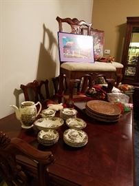 Johnson Brothers "Friendly Village", Dining room table, chairs and China Cabinet