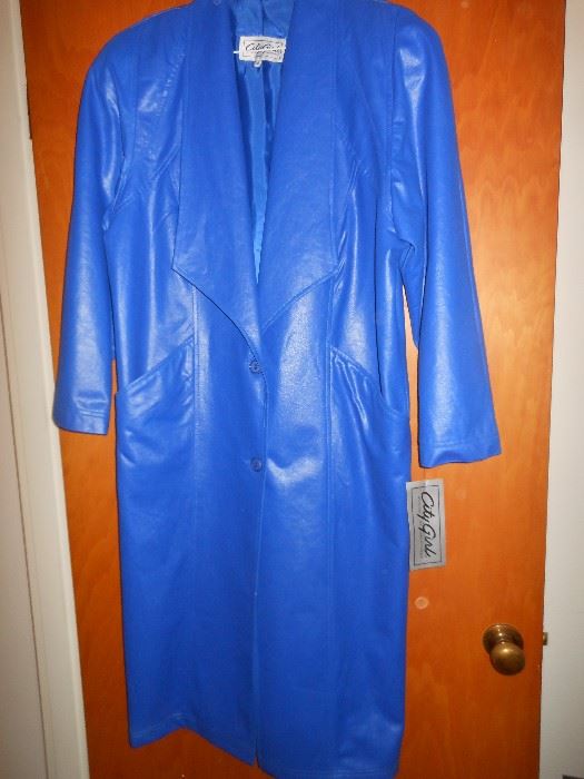 VINTAGE  City Girl leather look trench coat with tag