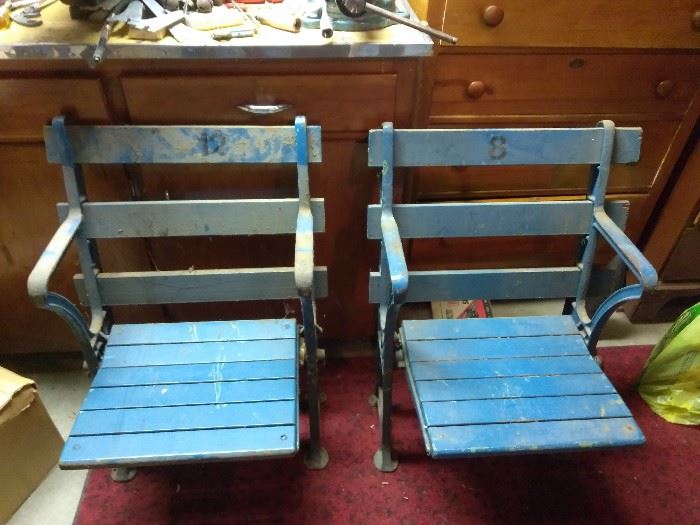 1920's original Yankees stadium seats. (one has some damage, can be fixed)