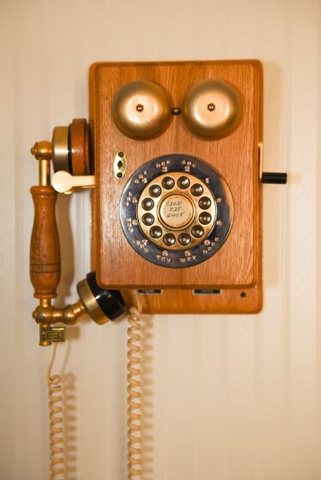Antique Style Wood Wall Phone Replica