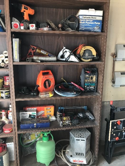 Small Space Heater, Skillsaw, Hand Planers And A Variety Of Garage Tools