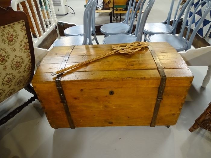 Antique wooden trunk.