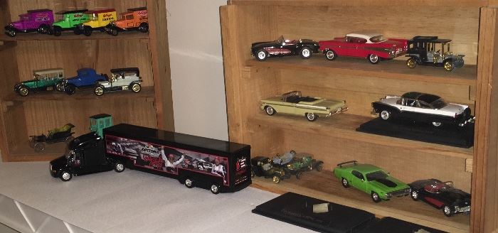 MORE DIE CAST CARS & TRUCKS WITH DISPLAY CABINETS