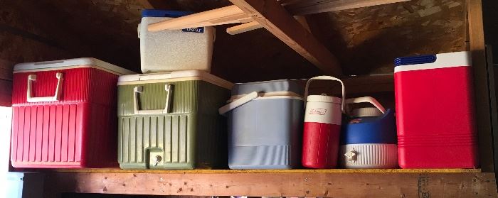 LOTS OF CAMPING & FISHING COOLERS