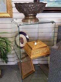 Custom made trinket box on one of many of the glass cube displays for sale (assembled and unassembled).  