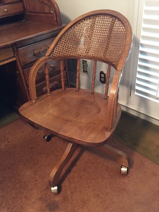 Solid Oak Rolling Desk Chair