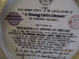 ROCKWELL AMERICAN DREAM COLLECTIBLE PLATE BACK