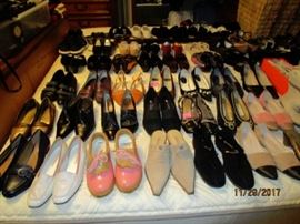 Shoes and Shoes and Shoes.  Designer label shoes and not.  All in very good condition.  Sizes range from 6 1/2 - 8 (go figure!)