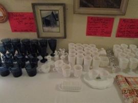 Noritake Swirl glasses - 3 sizes.  Imperial Grape Milk Glass.