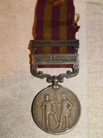 Back of British Victorian 1897-1898 2 bars service to royal Irish Regiment  Punjab Frontier service medal