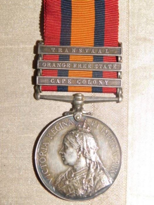 British Victorian Queen's South African Medal. Bars: Cape Colony, Orange Free State, Transvall 
