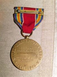 Back of 1941 WWII Victory Ribbon  Medal 