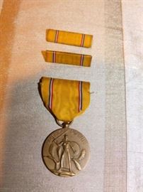 WWII  American Defense Service Medal Proclamation by President 1939-1941 and 2 rank bars 