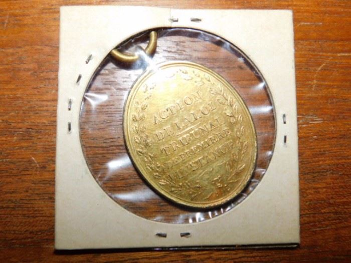 Back of 1793 French Republic Bronze Medal ACTION DE LA LOI TRIBUNAL DE PREMIERE INSTANCE 