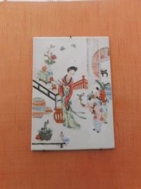 Antique Hand Painted Oriental Tile/ Plaque 