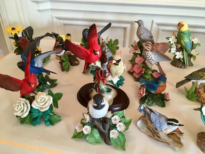 Large collection of porcelain birds by Lenox