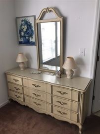 American of Martinsvile Triple dresser with mirror - Also has matching headboard, two nightstands, Gentlemen's chest and Chest on Chest.  All in great condition.