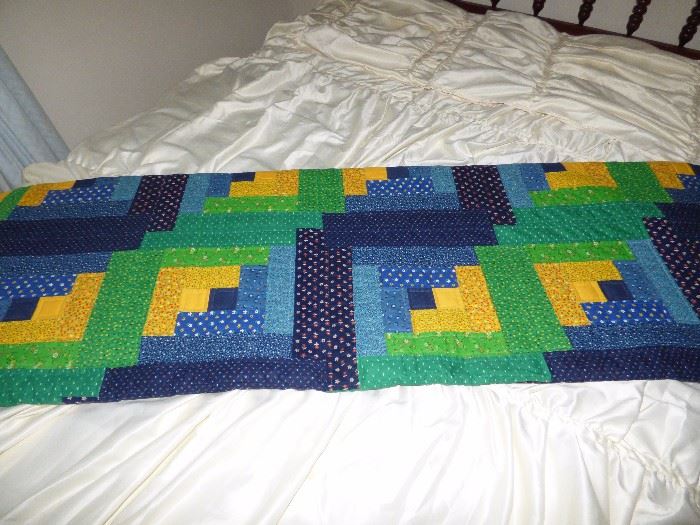 Another handmade vintage quilt in 'Log Cabin" pattern