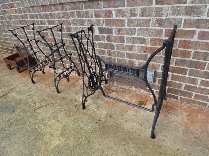 Antique treadle machine bases by Singer & White