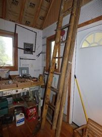 Antique wooden extension ladder