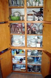 Cabinet of china, dishes, and etc.