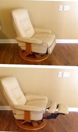 Off-White leather swivel Barcalounger