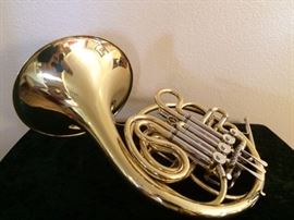 Conn 6D French horn with double wrap and soft case. We've found several more French horn and double French horns w/ cases in the attic.