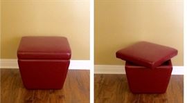 Burgundy leather storage seat