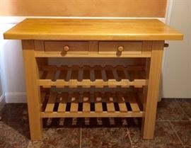 Kitchen cart with drawers and bottle slots