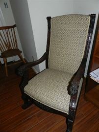 Stunning Antique Rocker - very unique carved arms!!