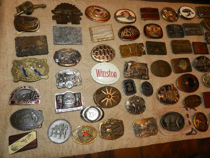 HUGE collection of vintage and unique belt buckles!!