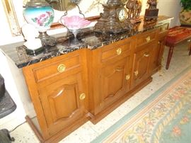 walnut, marble, great buffet or entry piece