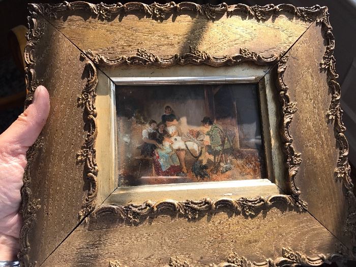 Antique paintings, gold gilt frame.