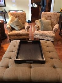 Giant Domain square ottoman and two Domain armchairs
