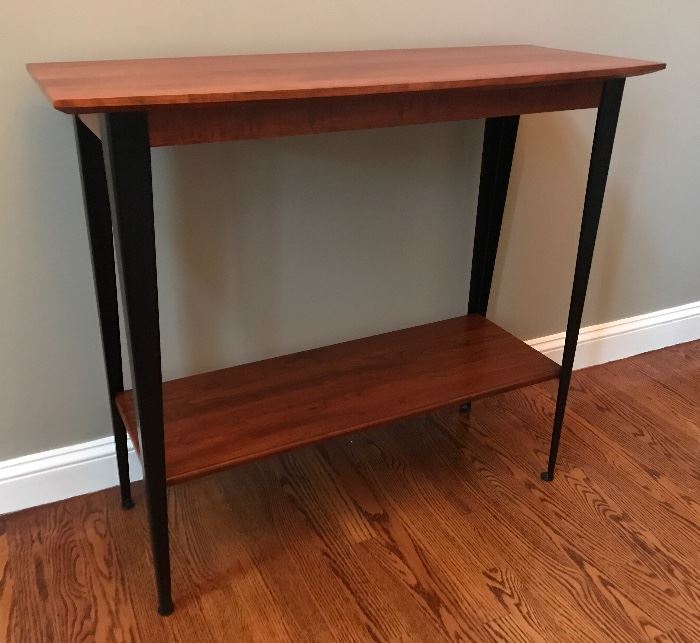 Elegant cherry and metal console table