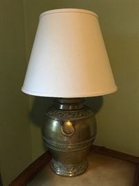 Antique Indian brass vase converted to lamp