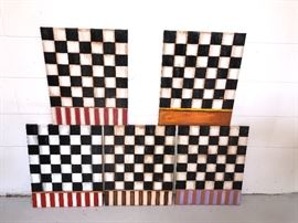 Signed 5-piece oil on canvas