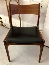 Funder Schmidt & Madsen Dining Chairs with black leather seats