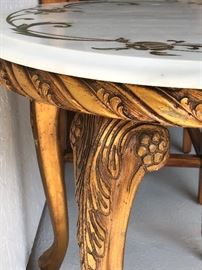 Pair of Italian marble top and gold gilt lamp tables